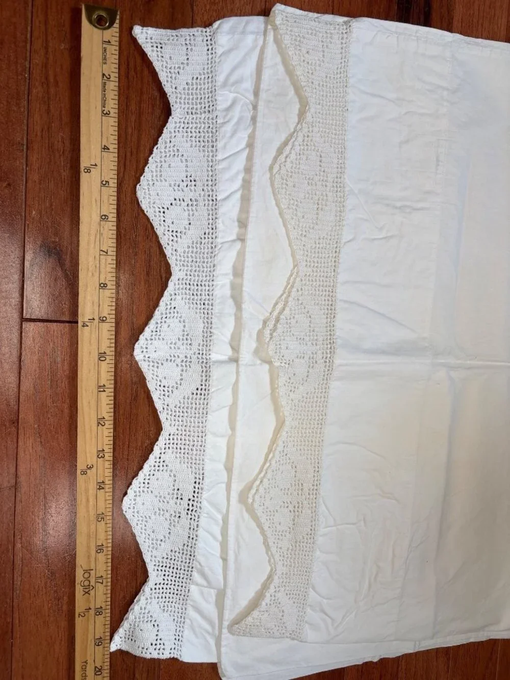 White Pillowcases Crochet Lace Edges Set Embroidered Details Vintage